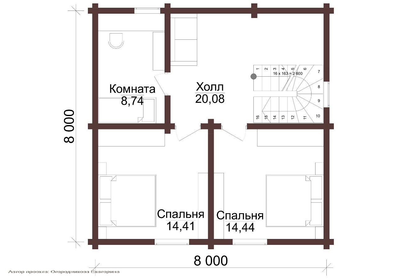 Дом из оцилиндрованного бревна «Пикассо» под ключ в Нижнем Новгороде, цена  проекта